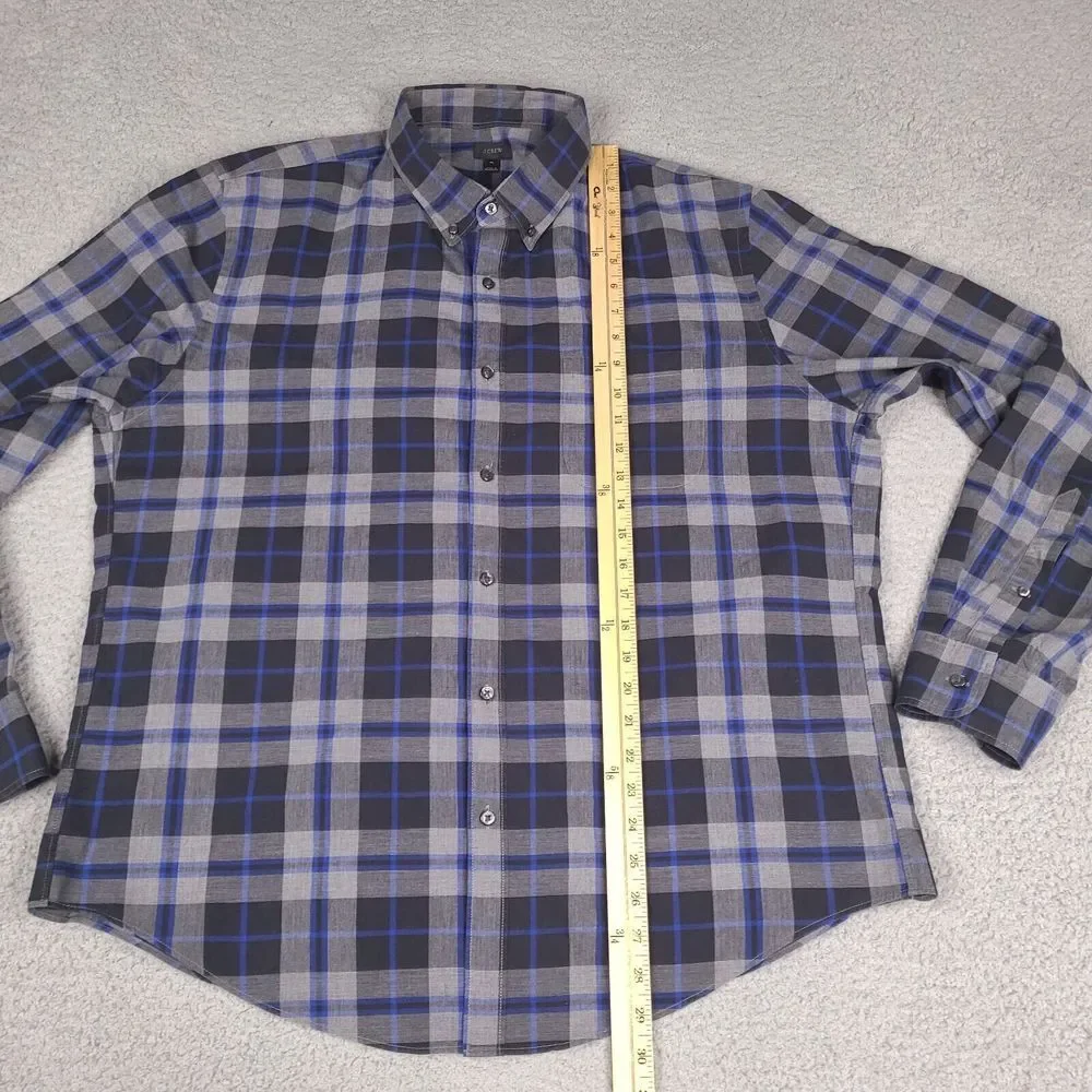 J. Crew Shirt Mens XL Gray‎ Black Blue Button Down Long Sleeve Preppy Casual
